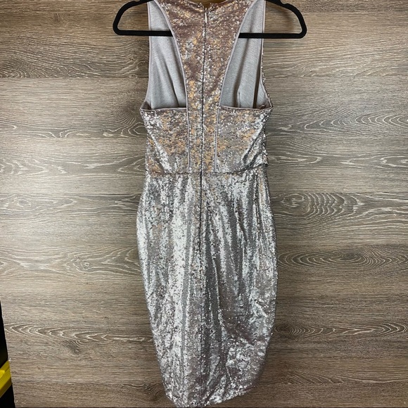 Harlyn Plunge Sequin Halter Dress NWOT - Picture 9 of 12